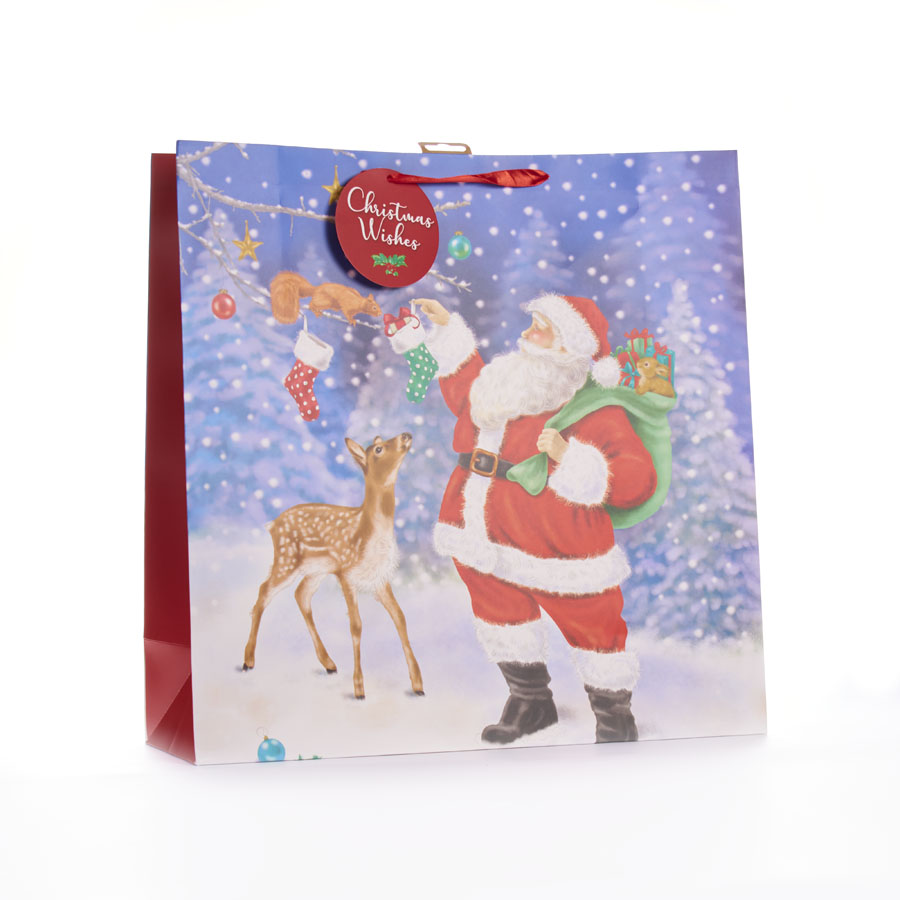 Gift Bag Christmas Wishes Santa Giant Square 12pk
