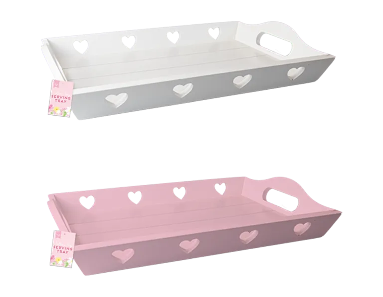 Mother's Day Heart Design Wooden Tray 2pk