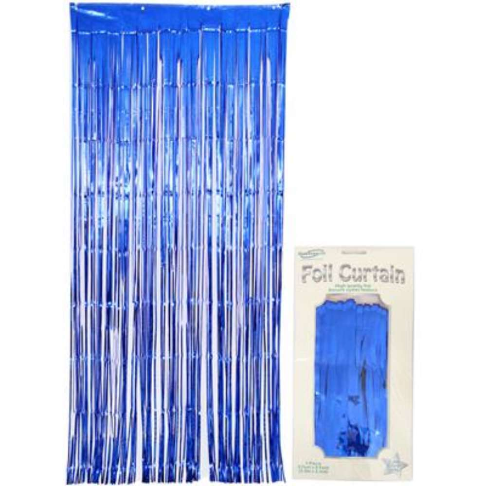 Door Curtain Foil 90cm x 2.4m Metallic Blue