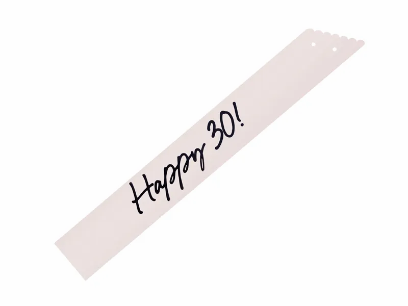 PartyDeco Paper Sash Age 30 Cream & Black 76cm
