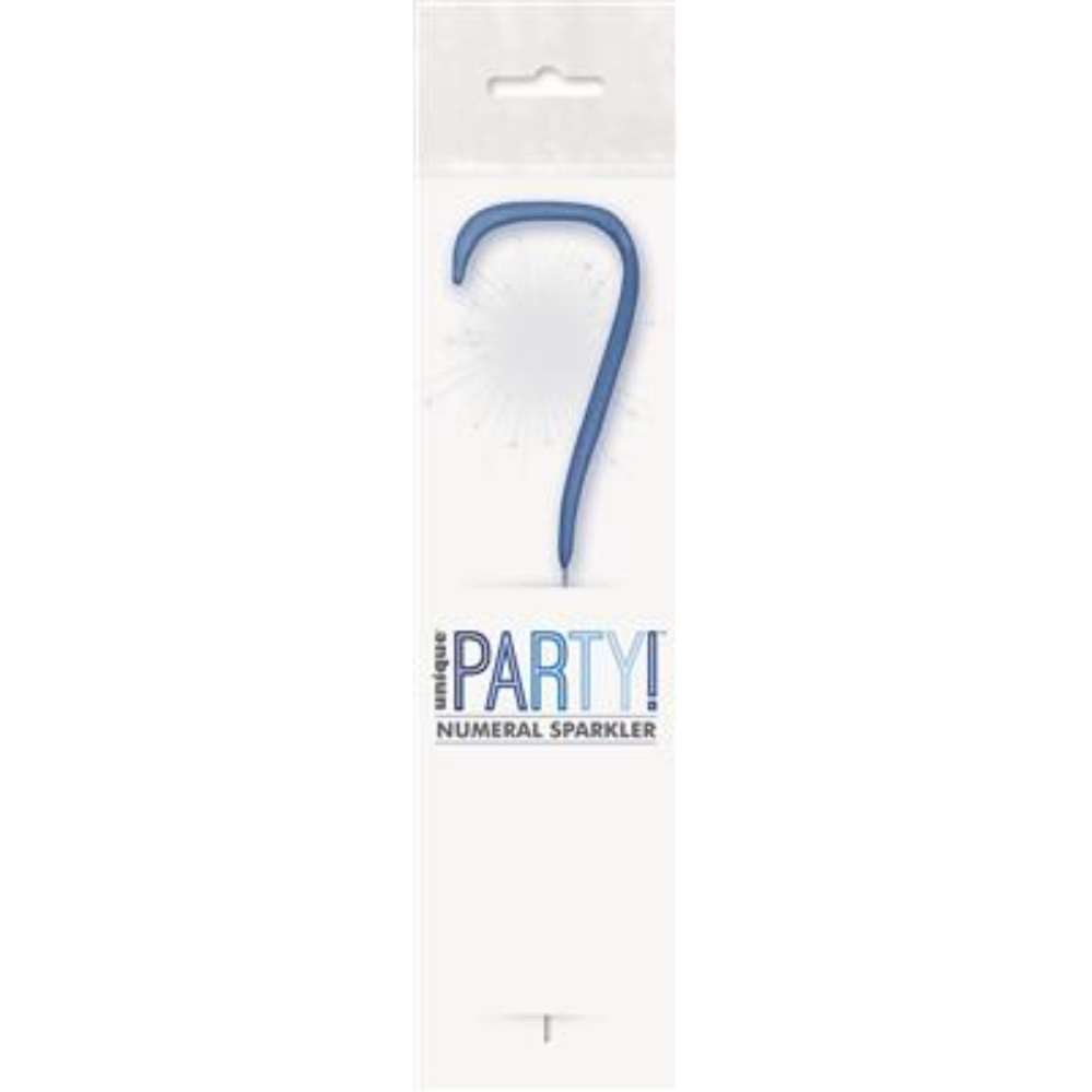 Unique Party Candle Sparkler Number 7 Blue 7
