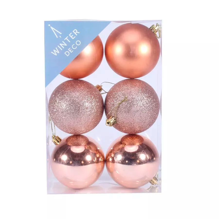 Shatterproof Baubles Champagne 8cm 6 Pack