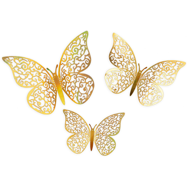 Oaktree 12 Pack Adhesive Butterflies Gold