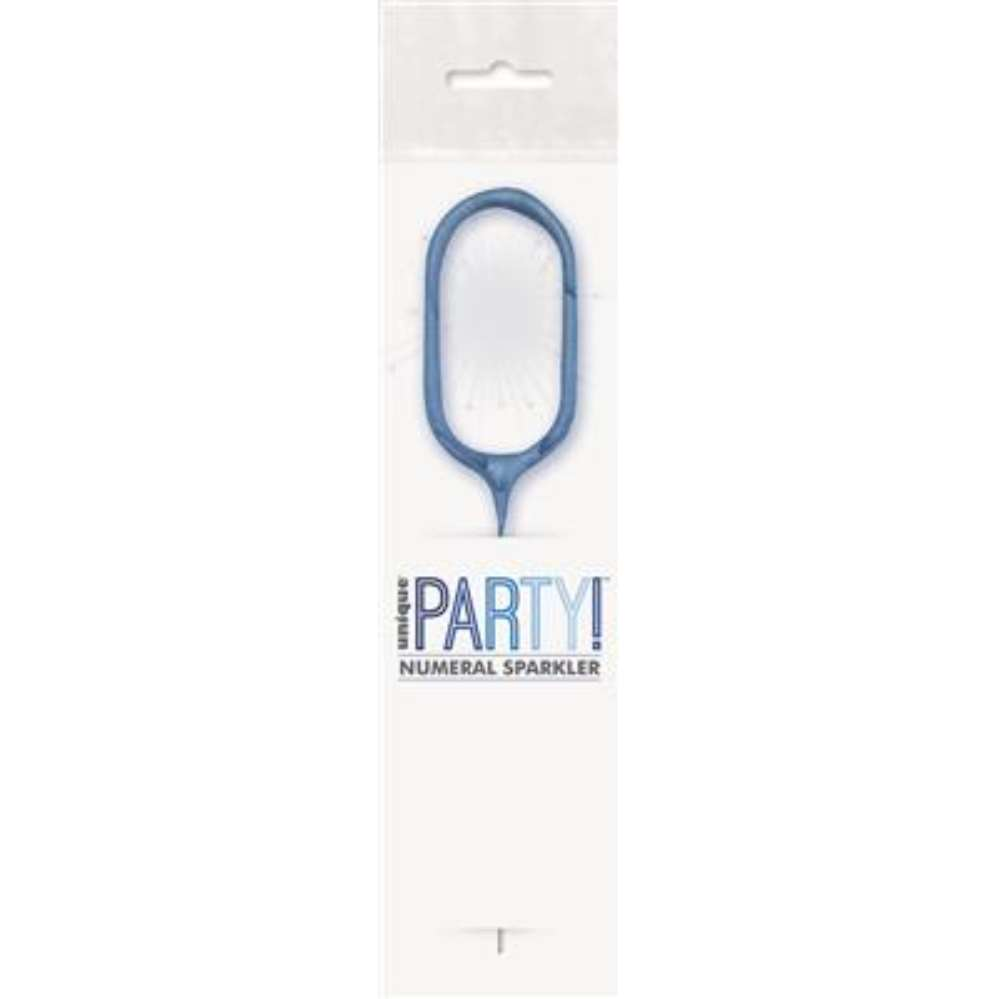 Unique Party Candle Sparkler Number 0 Blue 7