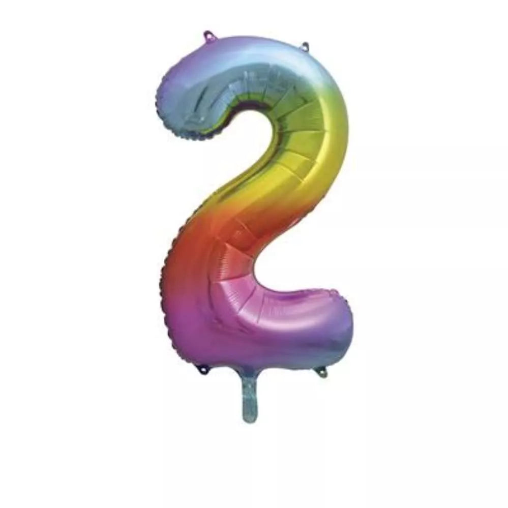 Unique Foil Balloon Rainbow 34" Number 2