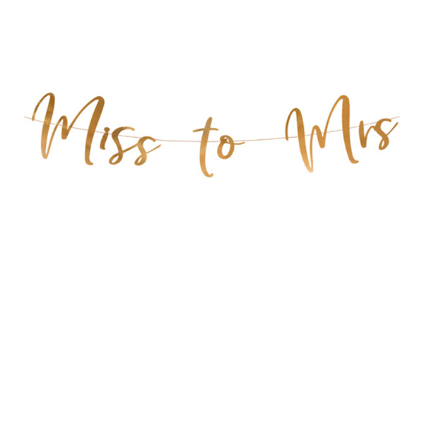 PartyDeco Letter Banner Miss To Mrs Rose Gold 76cm