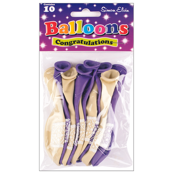 Congratulations 9" Latex Balloons 10pk