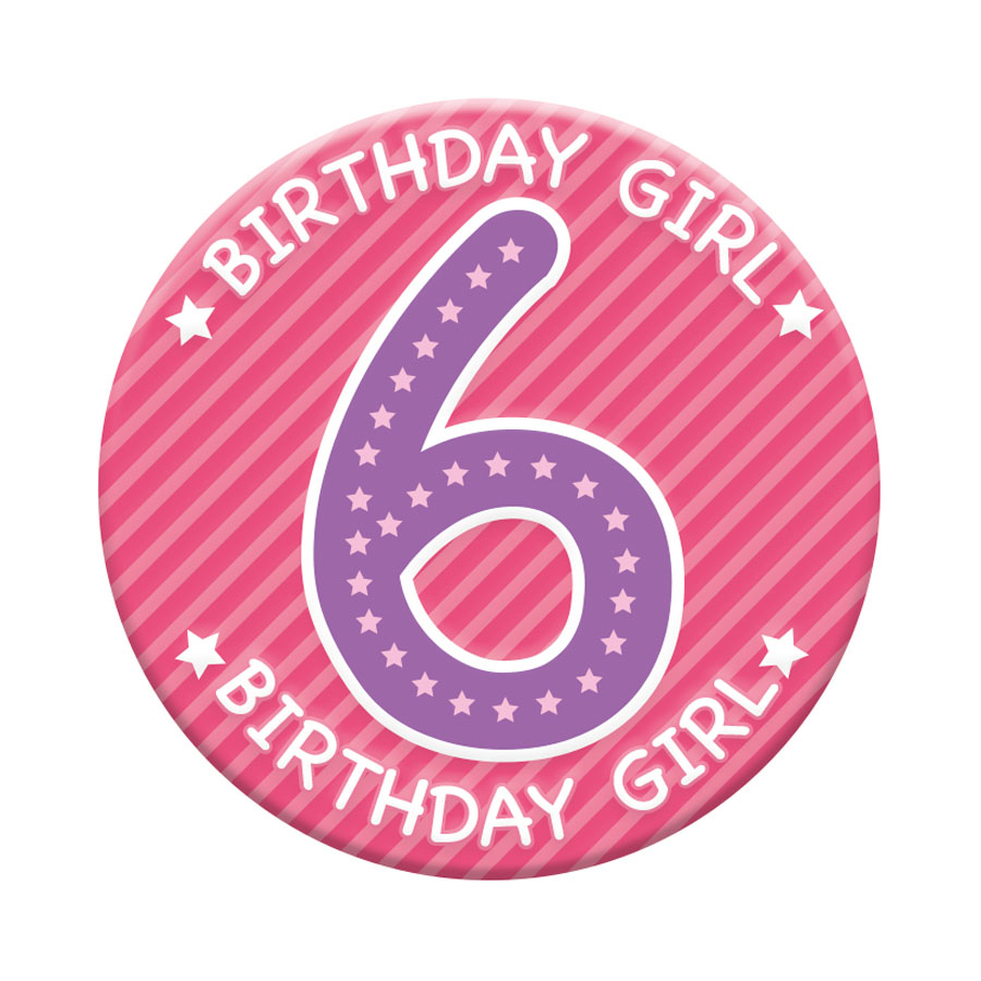 Six small Tiger Feet birthday badges featuring the age 6, perfect for celebrating and decorating birthday parties.