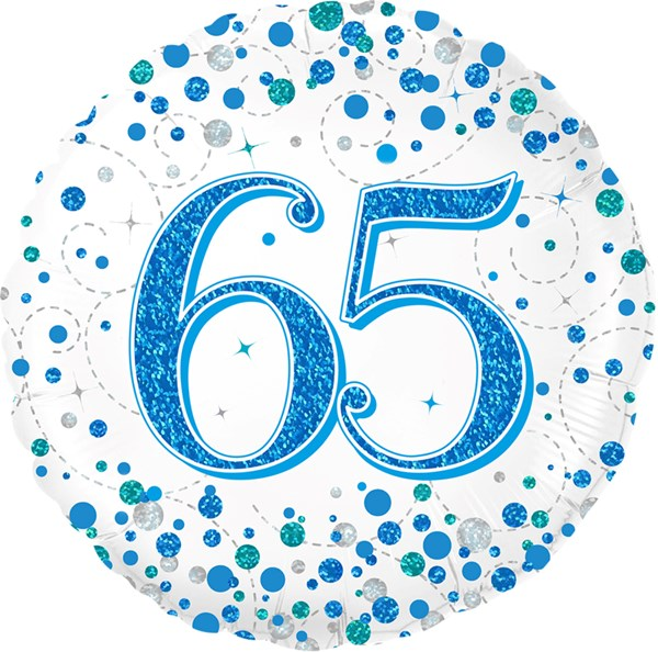 Oaktree Sparkling Fizz Age 65 Blue 18" Foil