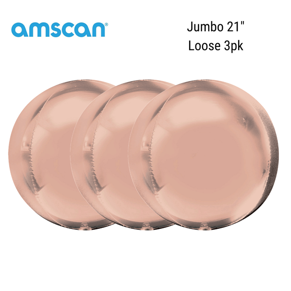 Anagram Rose Gold 21" Jumbo Orbz Foil Balloon 3pk