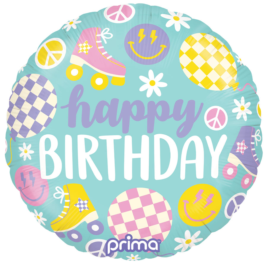 Foil Balloon 18" Round Retro Skates Birthday