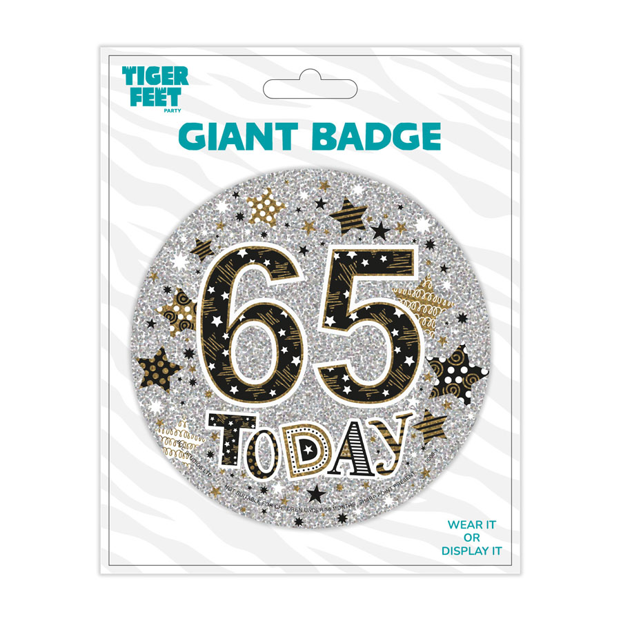 6pk Big Badges Birthday Age 65