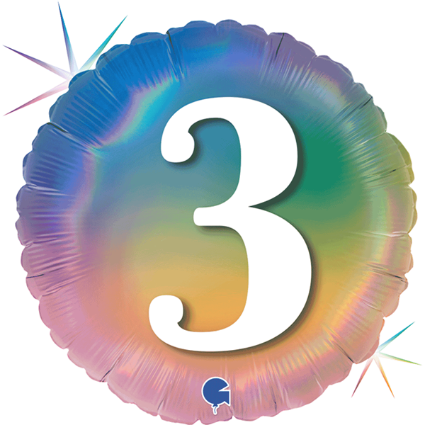 3rd Birthday Rainbow Holographic 18" Foil Balloon