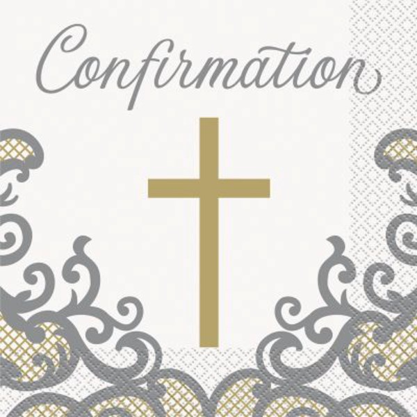 Gold & Silver Confirmation Napkins 16pk