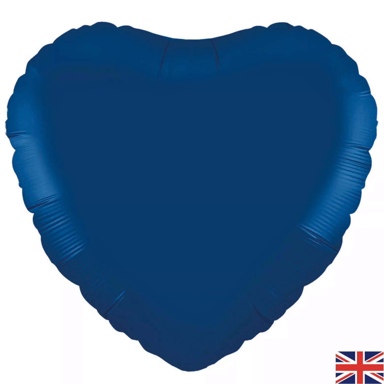 Oaktree navy blue heart-shaped foil balloon, 18-inch size, with shiny metallic finish, floating against a plain background.