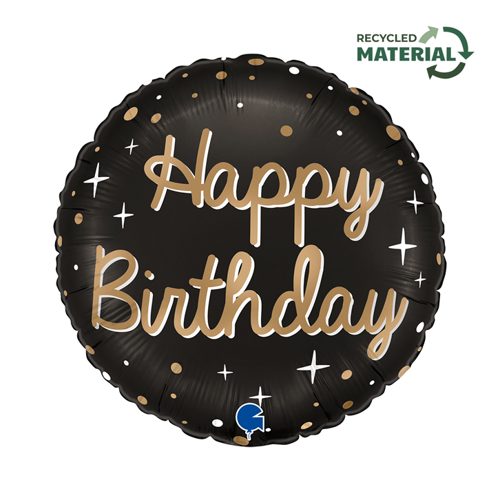 Grabo Birthday Black & Gold 18" Foil Balloon