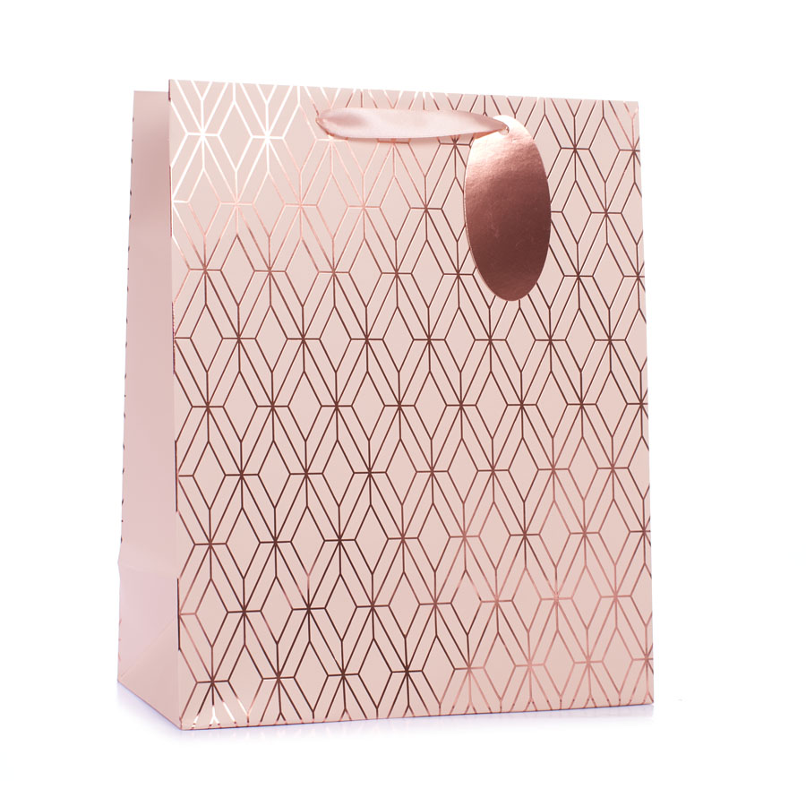 Tiger Feet 6 Pack Gift Bag Rose Gold Geo Small