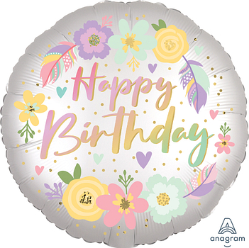 Anagram Boho Birthday Flowers 18" Foil Balloon