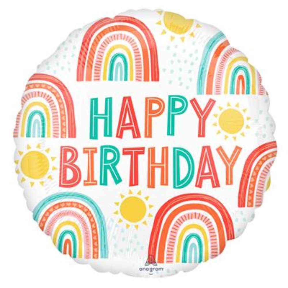 Anagram Foil Balloon 18" Round Rainbow Birthday