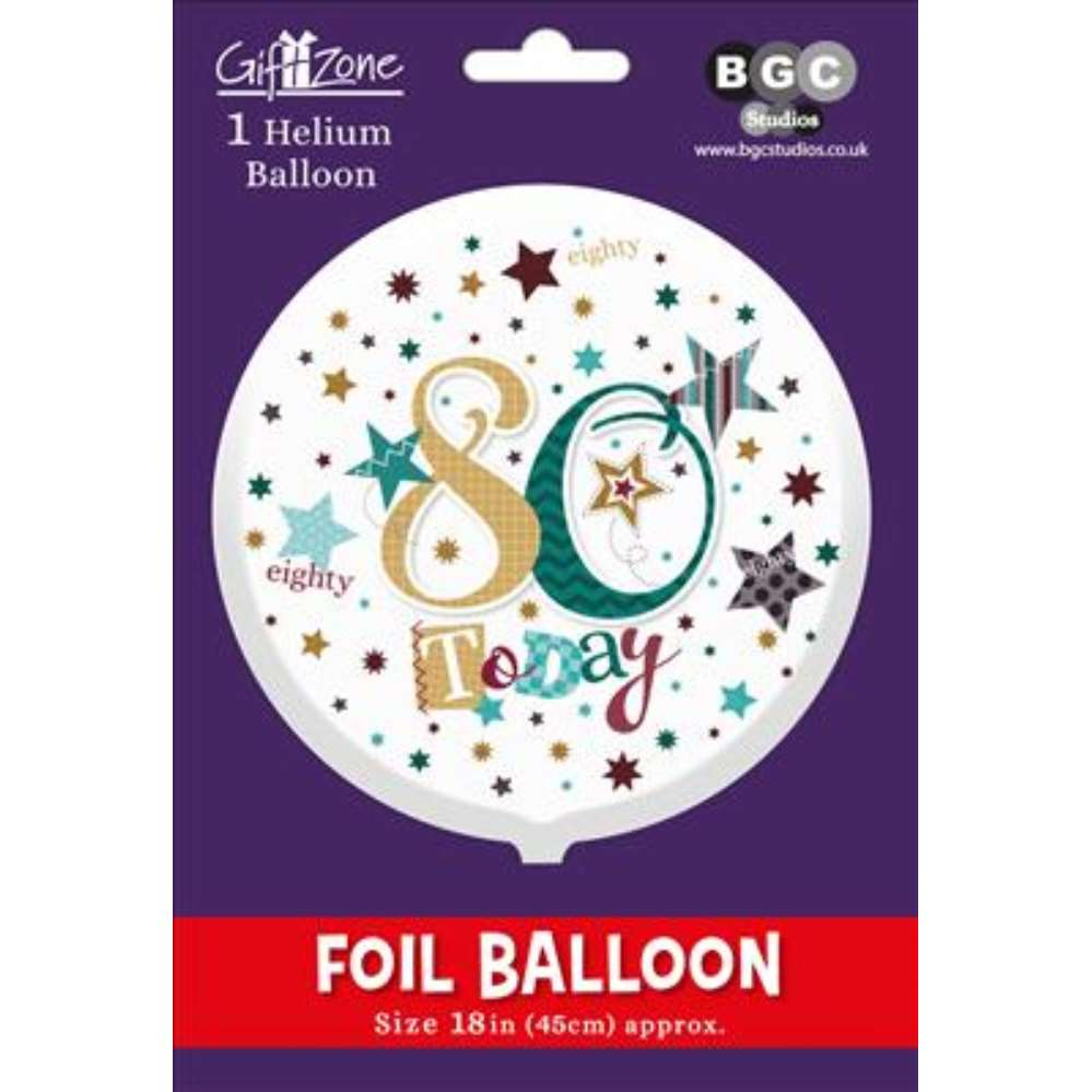 Foil Balloon 18" Round Holographic Age 80