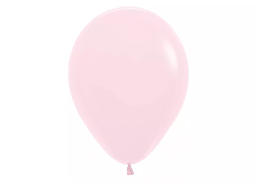 Sempertex pastel matte pink 12-inch latex balloons, 12-pack, ideal for decorators and festive celebrations.