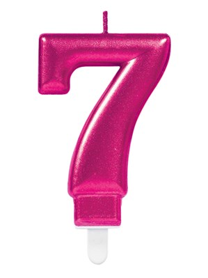Amscan Party Candle Number 7 Metallic Pink