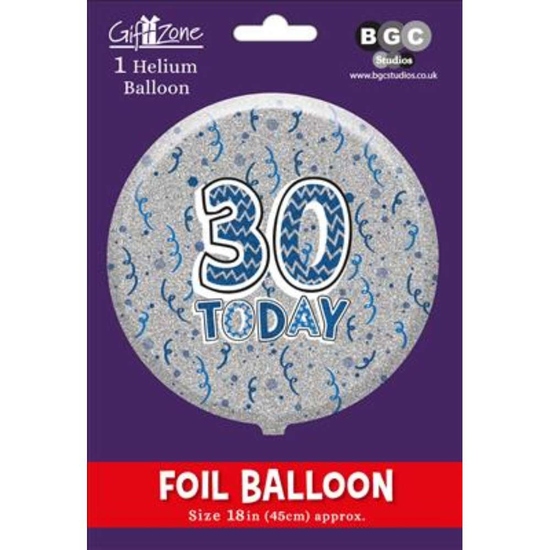 Foil Balloon 18" Round Holographic Age 30