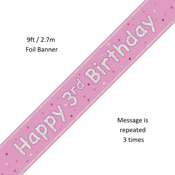 Unique Banner Pink Glitz Age 3 9ft