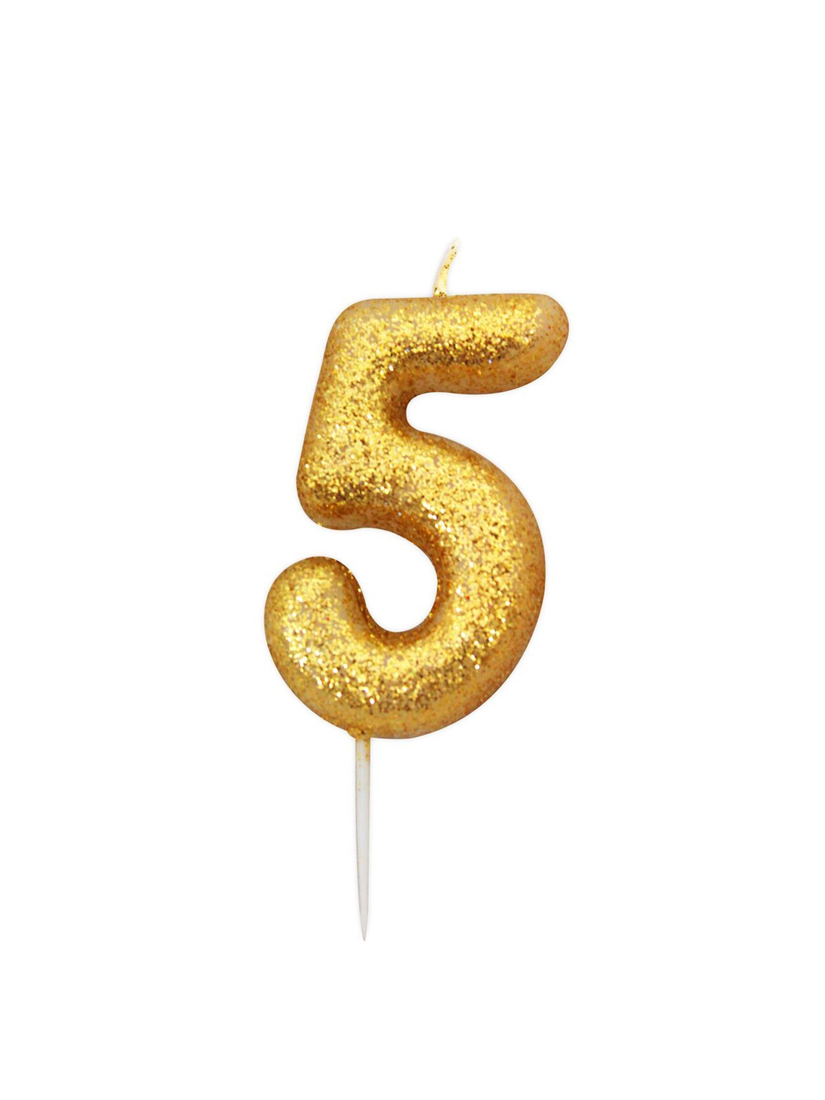Creative Party Candle Number 5 Glitter Gold 7cm