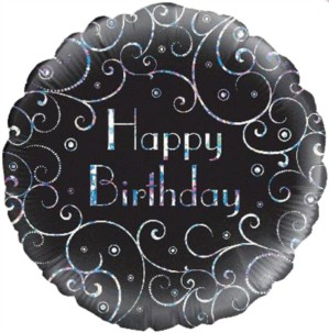 Oaktree Birthday Black Sparkle 18" Foil Balloon