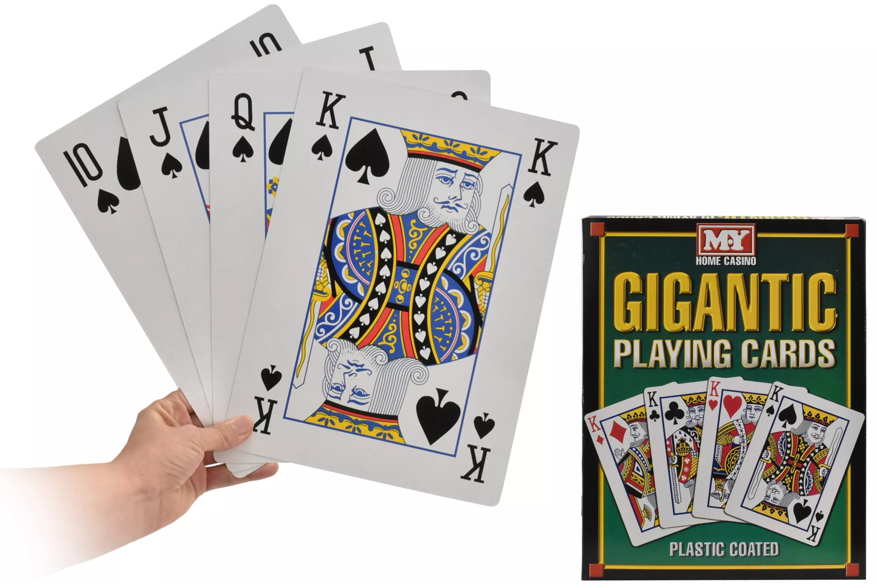 Kandy Toys M.Y Jumbo Playing Cards spread out, colorful toy cards suitable for game fun and entertainment.