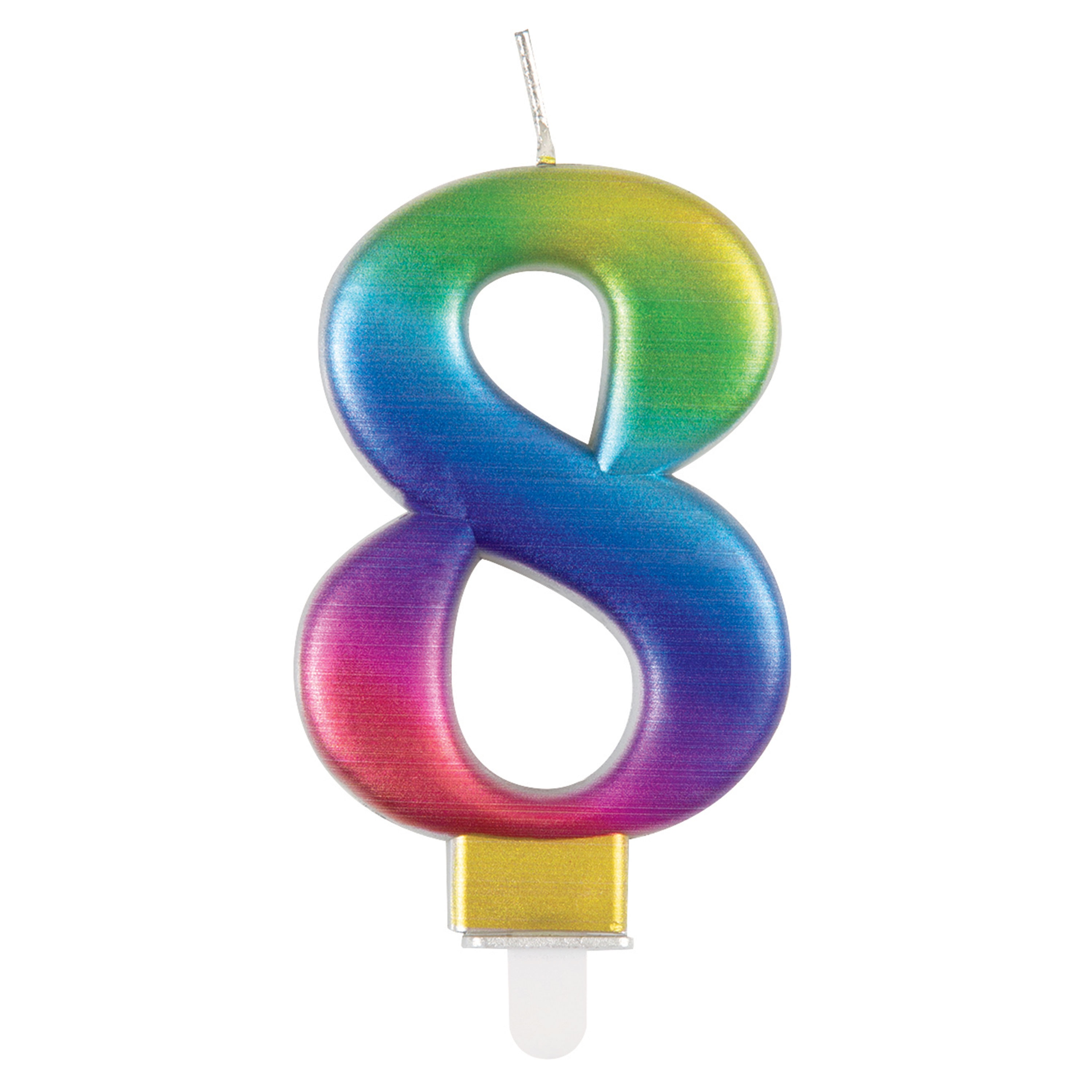 Unique Party Candle Number 8 Metallic Rainbow