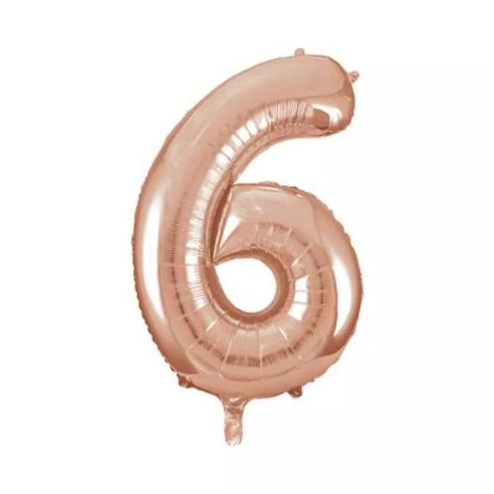 Unique Foil Balloon Rose Gold 34" Number 6