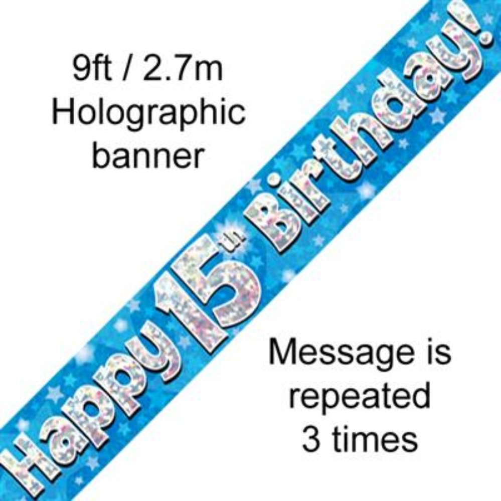 Oaktree Banner Age 15 Blue Holographic 9ft