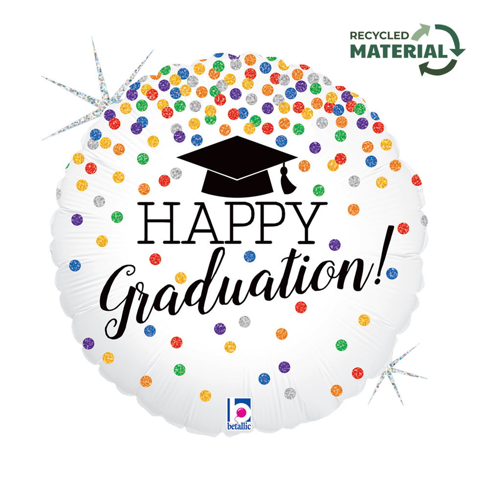 Grabo Graduation Holo Confetti 18" Foil Balloon