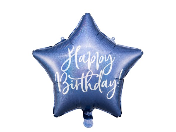 Blue Happy Birthday 18" Star Foil Balloon