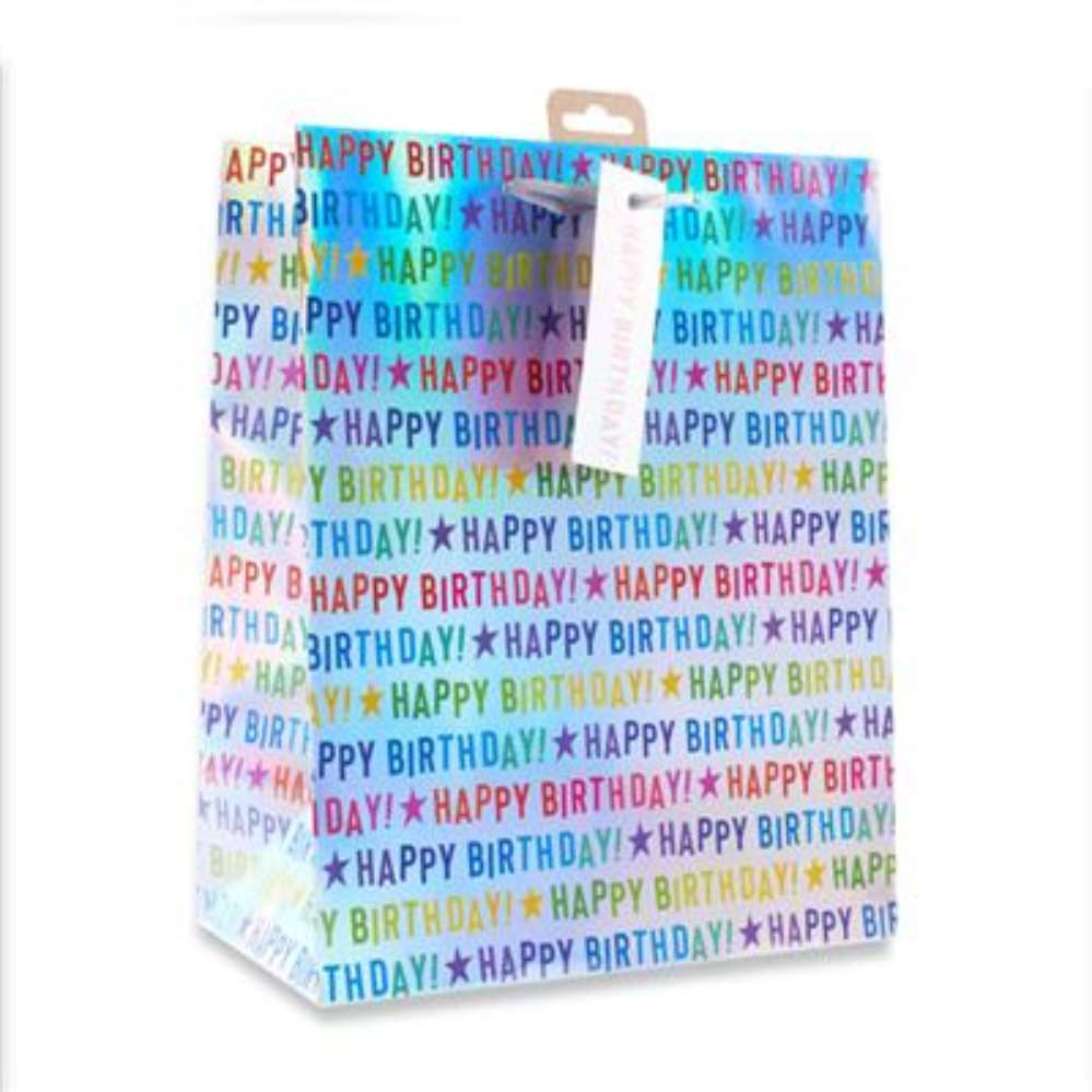 6pk Giftbag Metallic Birthday Large