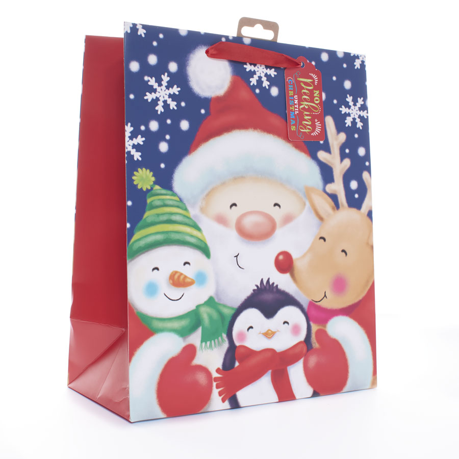 Gift Bag Santa & Friends Large Portrait 12pk