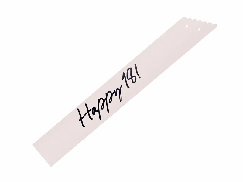 PartyDeco Paper Sash Age 18 Cream & Black 76cm