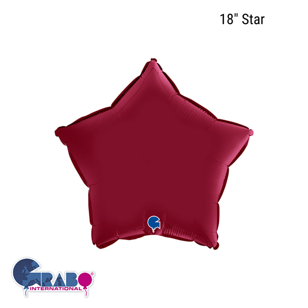 Grabo Foil Balloon Satin Cherry Red Star 18"