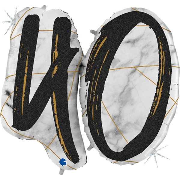 Grabo Foil Balloon Black & Gold Marble Age 40 36"