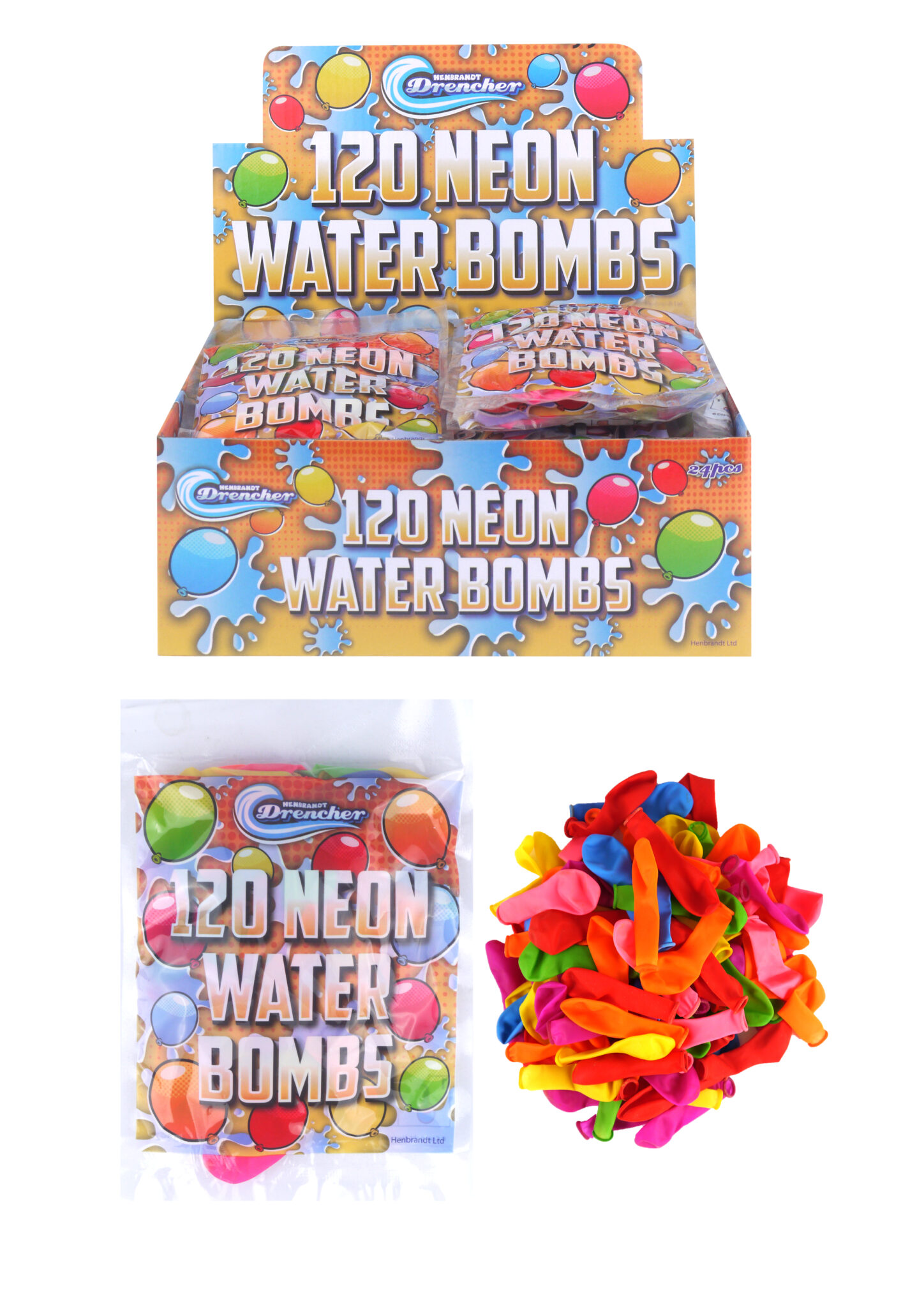 Henbrandt 24 x 120pk Water Bombs Neon