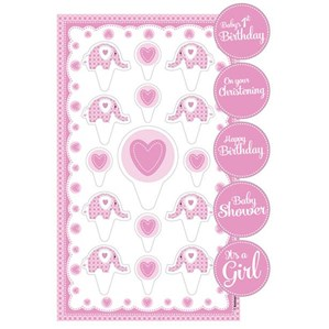 Sweet Baby Elephant Pink Cake Topper Kit