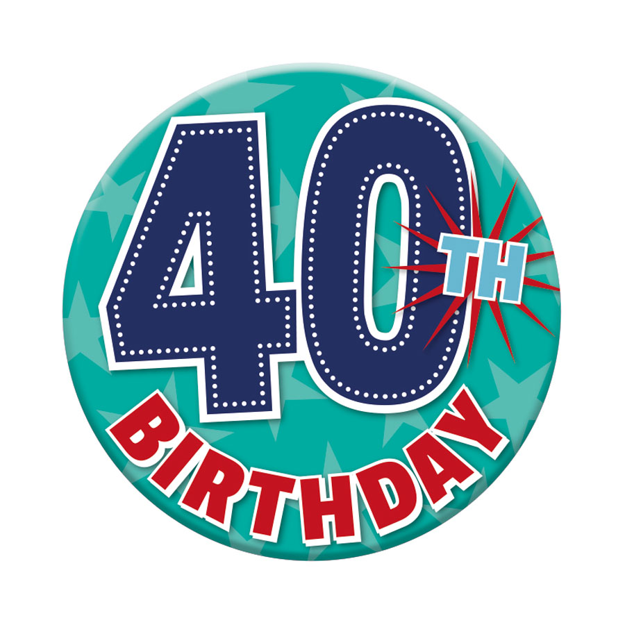 Six small Tiger Feet birthday badges featuring the number 40, perfect for celebrating 40th birthdays.
