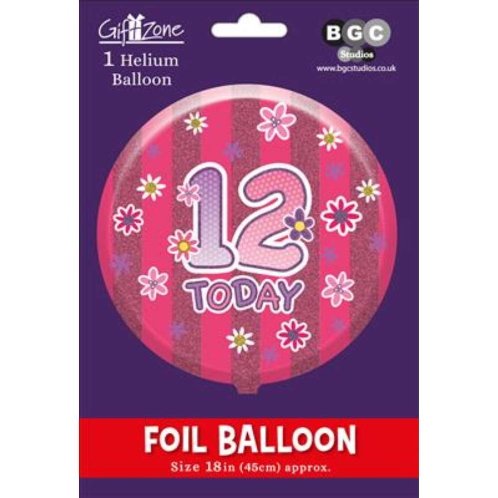 Foil Balloon 18" Round Holographic Age 12