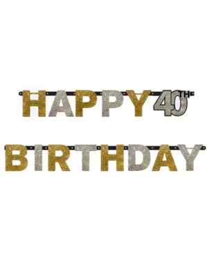 Amscan Letter Banner Age 40 Gold Celebration 2.13m
