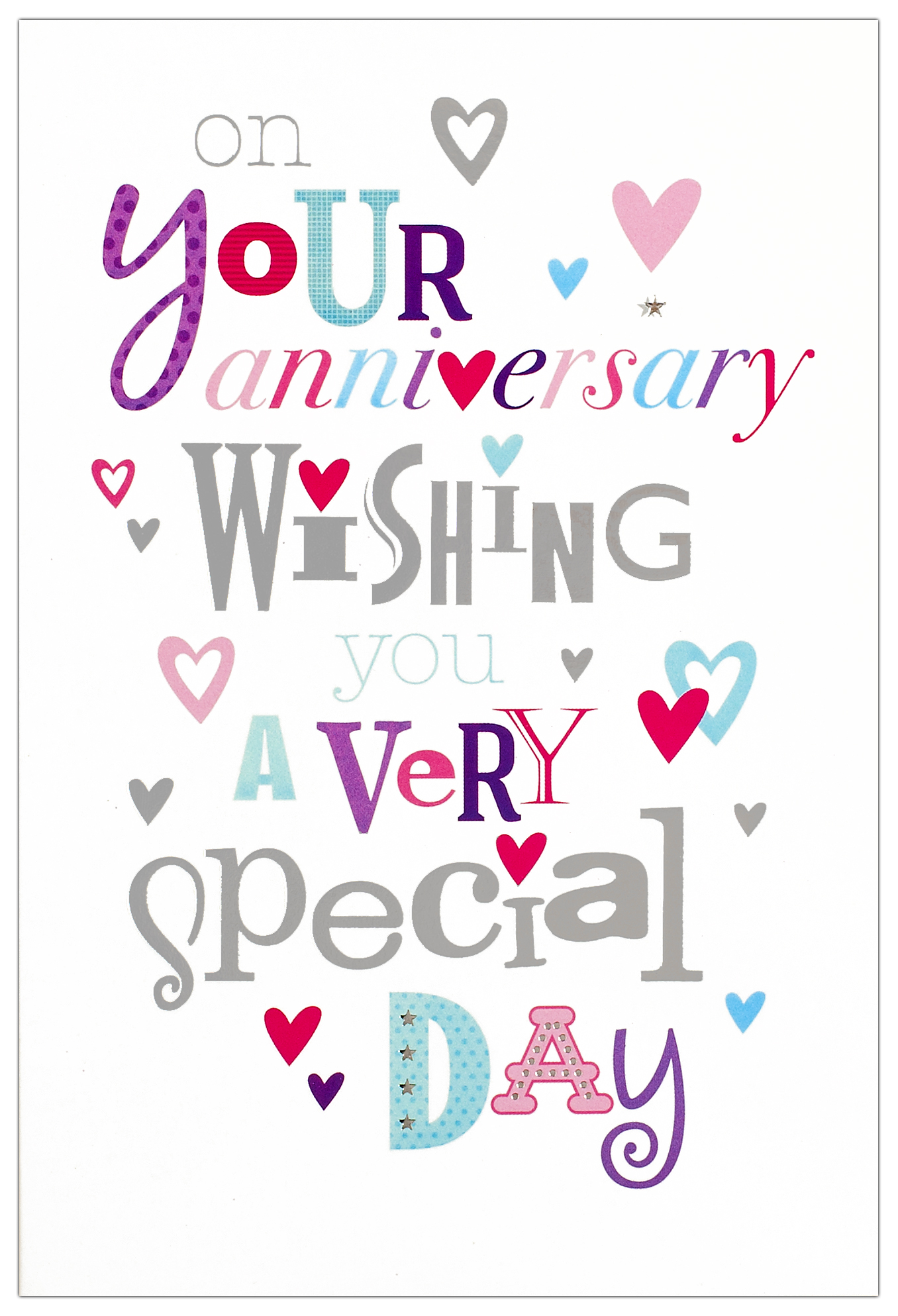 Six Simon Elvin anniversary greeting cards featuring colorful designs and heartfelt messages for everyday celebrations.