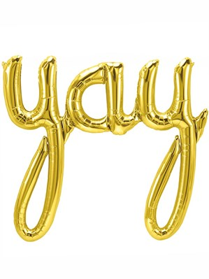 Yay Script 33.5" Foil Balloon - Gold