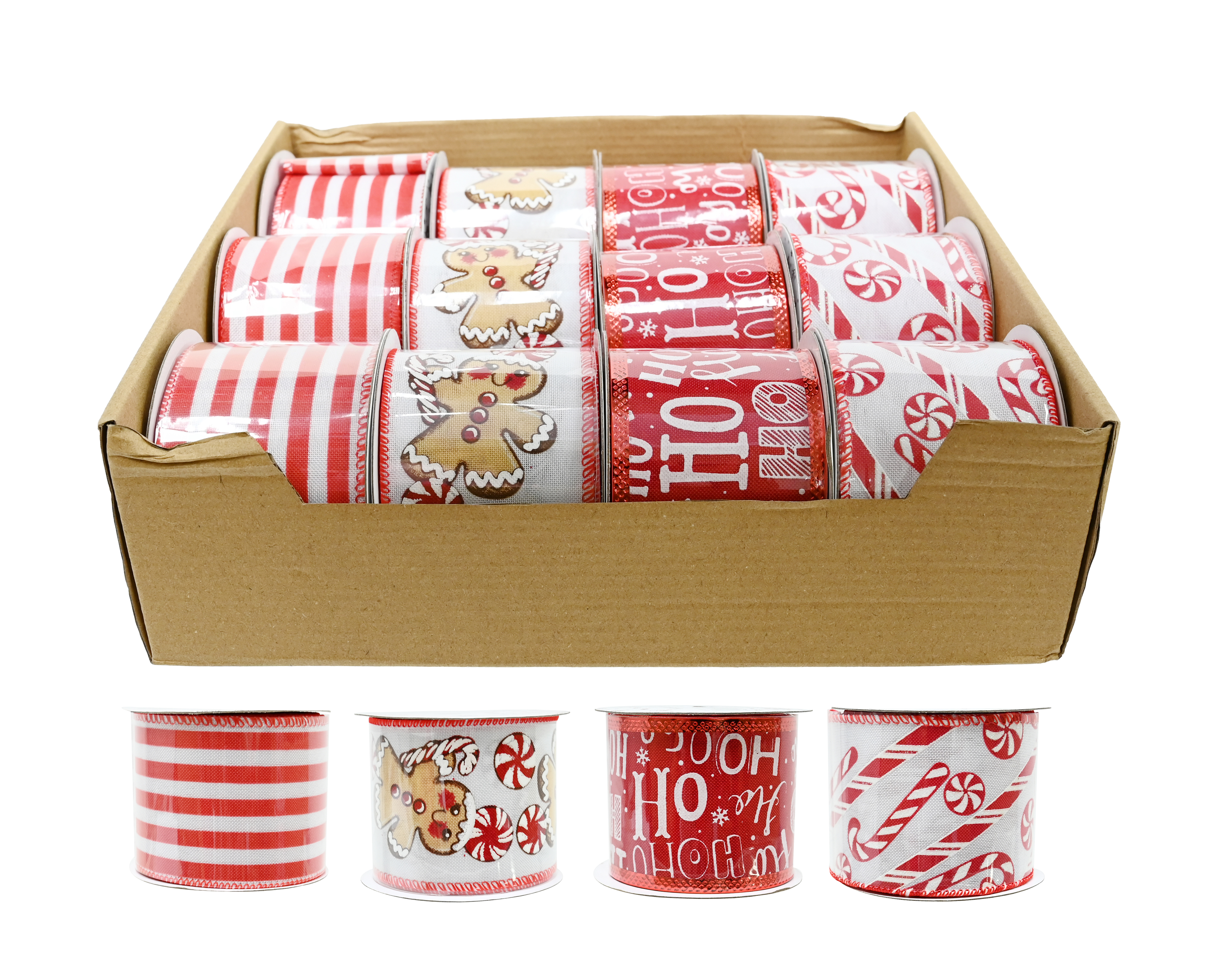 Christmas Ribbon Red/White 2.7m 24pk