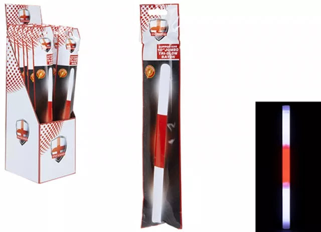 Glow Stick England party accessory, 10-inch long with 15mm diameter, by PMS International, glowing in vibrant colors.